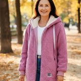 Rima™ | Zip-Front Drawstring Hooded Teddy Coat