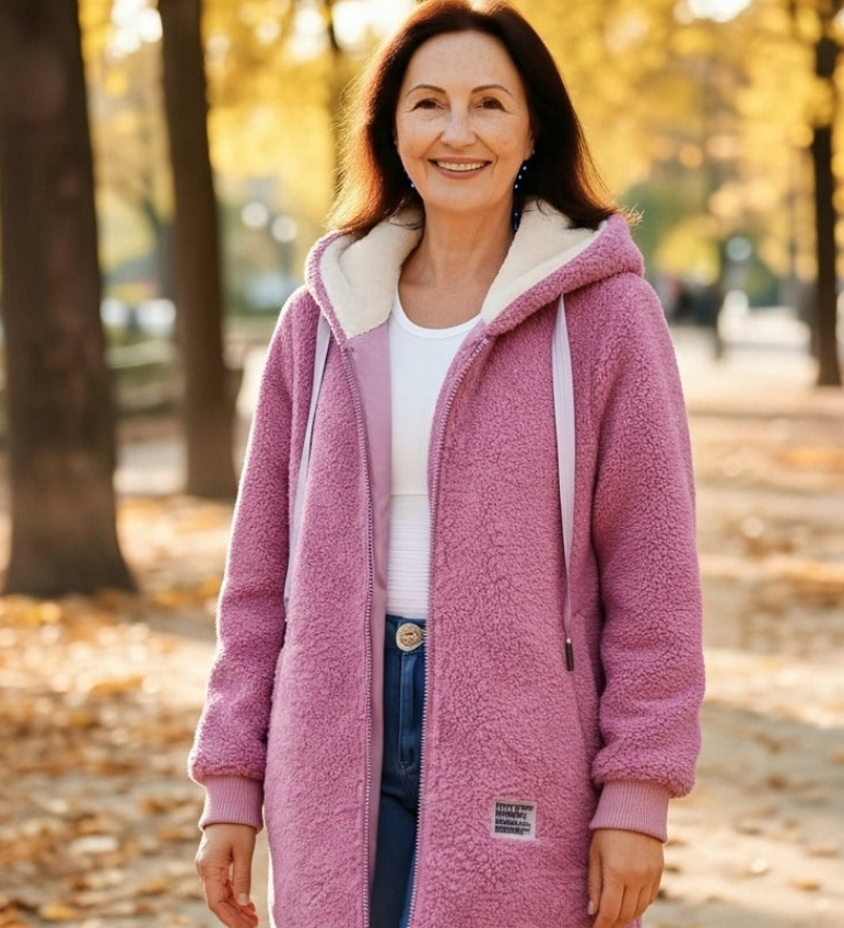 Rima™ | Zip-Front Drawstring Hooded Teddy Coat