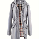 Veronica™ | Plaid Lined Drawstring Waist Hooded Parka Jacket