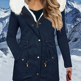 Tiara™ | Plush-Hood Drawstring-Waist Parka Coat