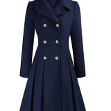 Sofia™ | Gold-Buttoned Double-Breasted Fit-and-Flare Coat