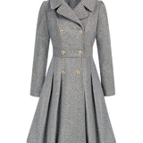 Sofia™ | Gold-Buttoned Double-Breasted Fit-and-Flare Coat