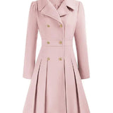 Sofia™ | Gold-Buttoned Double-Breasted Fit-and-Flare Coat