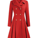 Sofia™ | Gold-Buttoned Double-Breasted Fit-and-Flare Coat