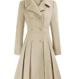 Sofia™ | Gold-Buttoned Double-Breasted Fit-and-Flare Coat