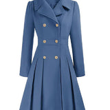 Sofia™ | Gold-Buttoned Double-Breasted Fit-and-Flare Coat