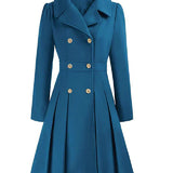 Sofia™ | Gold-Buttoned Double-Breasted Fit-and-Flare Coat