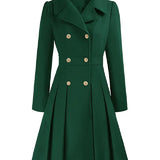Sofia™ | Gold-Buttoned Double-Breasted Fit-and-Flare Coat