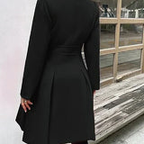Sofia™ | Gold-Buttoned Double-Breasted Fit-and-Flare Coat