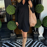 Refined Versatile Herringbone-Knit Shift Dress