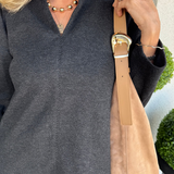 Refined Versatile Herringbone-Knit Shift Dress