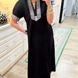 Plaid Trim Maxi Dress