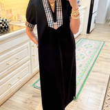 Plaid Trim Maxi Dress