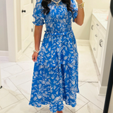 Charming Floral Smocked Tiered Maxi Dress
