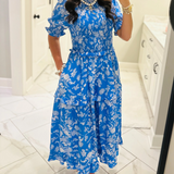 Charming Floral Smocked Tiered Maxi Dress