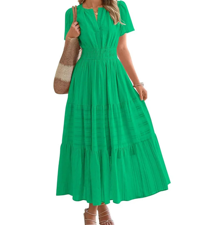Smocked Waist Tiered Maxi Dress