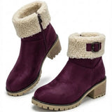 Mirella™ | Sherpa-cuff buckled side-zip heeled ankle boots
