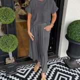 Raw Hem Wide Leg Pant Set