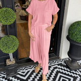 Raw Hem Wide Leg Pant Set