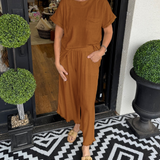 Raw Hem Wide Leg Pant Set