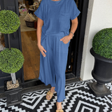 Raw Hem Wide Leg Pant Set