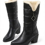 Beryl™ | Faux-fur cuff side-zip heeled knee-high boots