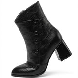 Blanca™ | Croc-embossed foldover cuff heeled ankle boots