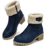 Mirella™ | Sherpa-cuff buckled side-zip heeled ankle boots
