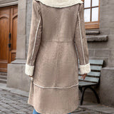 Salomé™ | Shearling-Trim Suede-Effect Longline Coat