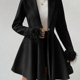 Stéphanie™ | Faux-Fur Cuff Fit-and-Flare Coat