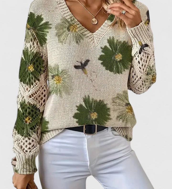Tristana™ | Elegant Floral Cotton Sweater