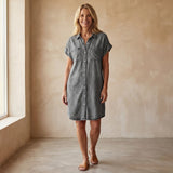 Effortless Versatile Short-Sleeve Denim Shirt-Dress