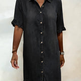 Ruffled Denim Button Dress