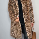 Séverine™ | Leopard Plush Longline Coat Overcoat