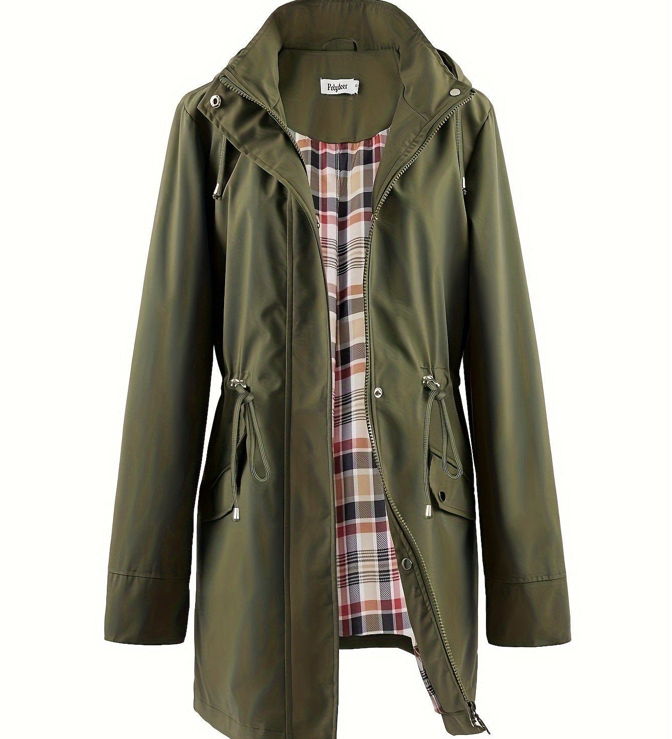 Veronica™ | Plaid Lined Drawstring Waist Hooded Parka Jacket