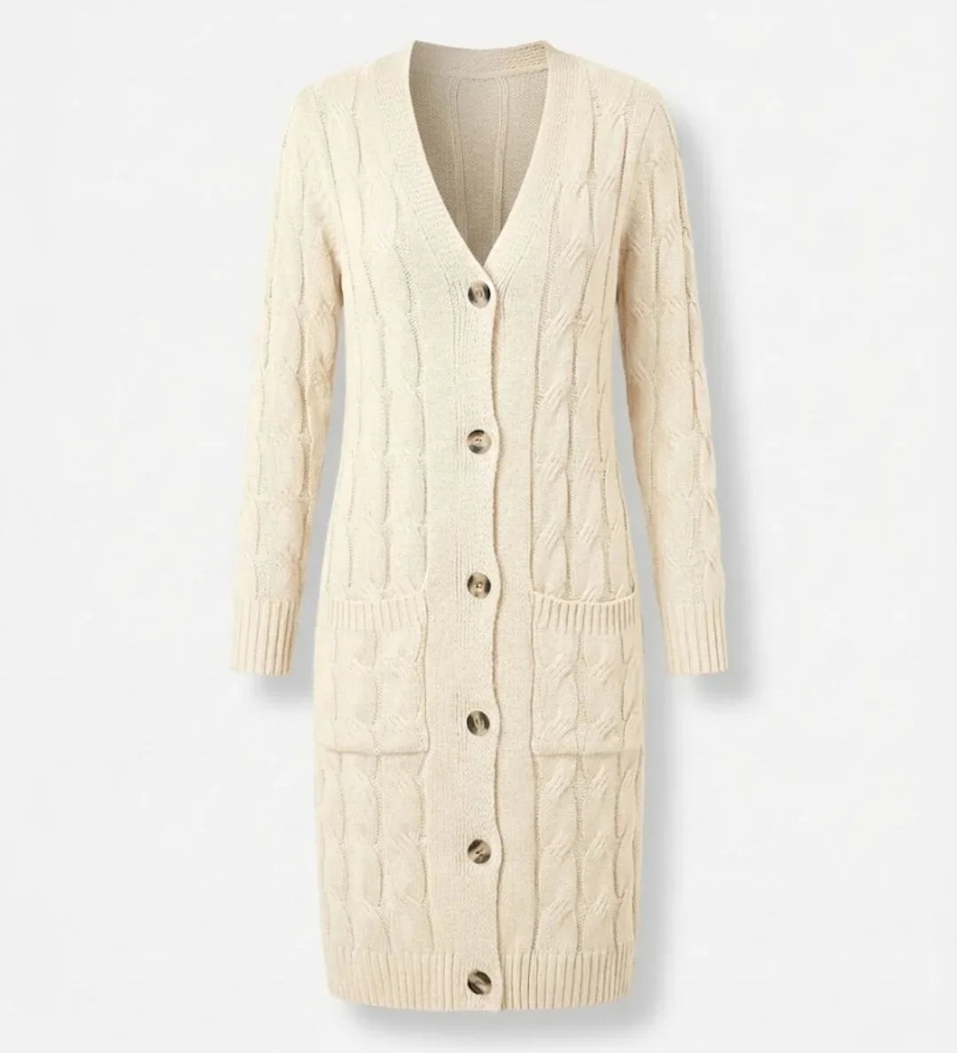 Jael™ | Cable-Knit Buttoned Long Cardigan Dress