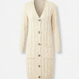 Jael™ | Cable-Knit Buttoned Long Cardigan Dress