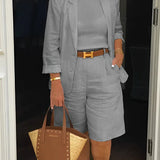Linen Smart-Casual Blazer & Bermuda Shorts Set