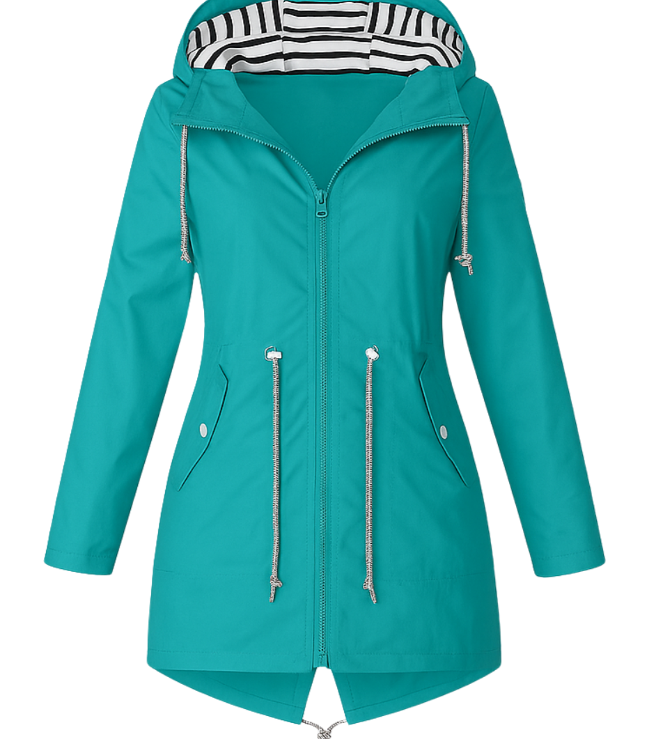 Rebecca™ | Striped-Lined Drawstring-Waist Hooded Parka Coat