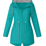 Rebecca™ | Striped-Lined Drawstring-Waist Hooded Parka Coat