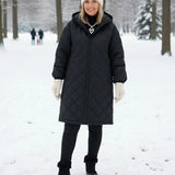 Calista™ | Quilted Zip-Front Hooded Longline Puffer Coat Plus-Size