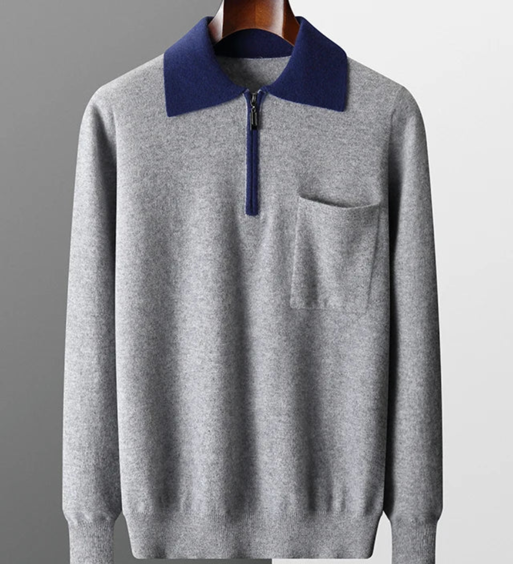Cashmere Zip-Closure Castelle Polo