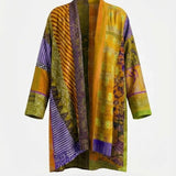 Eden™ | Patchwork Print Open-Front Oversized Kimono Fit Cardigan