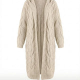 Hester™ | Hooded Cable-Knit Long Cardigan