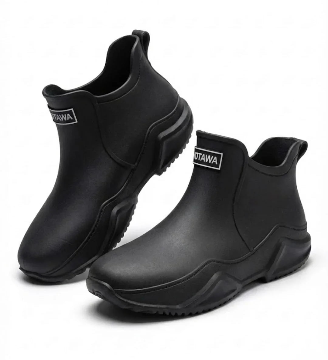 Amandine™ | Waterproof rubber lug-sole ankle rain boots