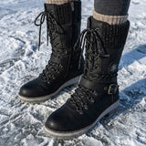 Cordelia™ | Knit-cuff buckle-strapped lace-up hiking boots