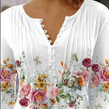 Floral Pintuck Bell Sleeve Blouse