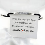 Engraved Inspirational Quote Adjustable Cord Bracelet