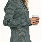 Victoria™ | Ribbed Knit Drawstring Hooded Sweater