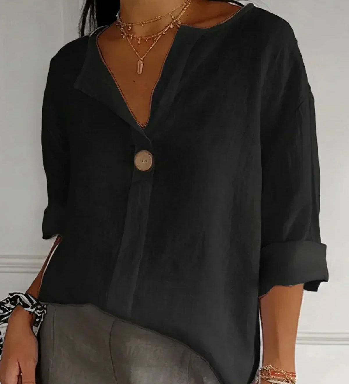 Relaxed V-Neck Blouse